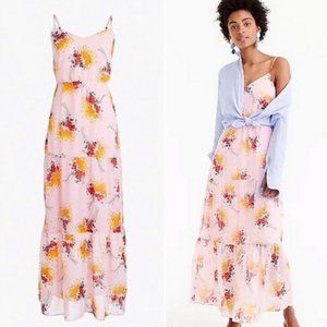 JCREW MERCANTILE pink floral tiered maxi dress size 16